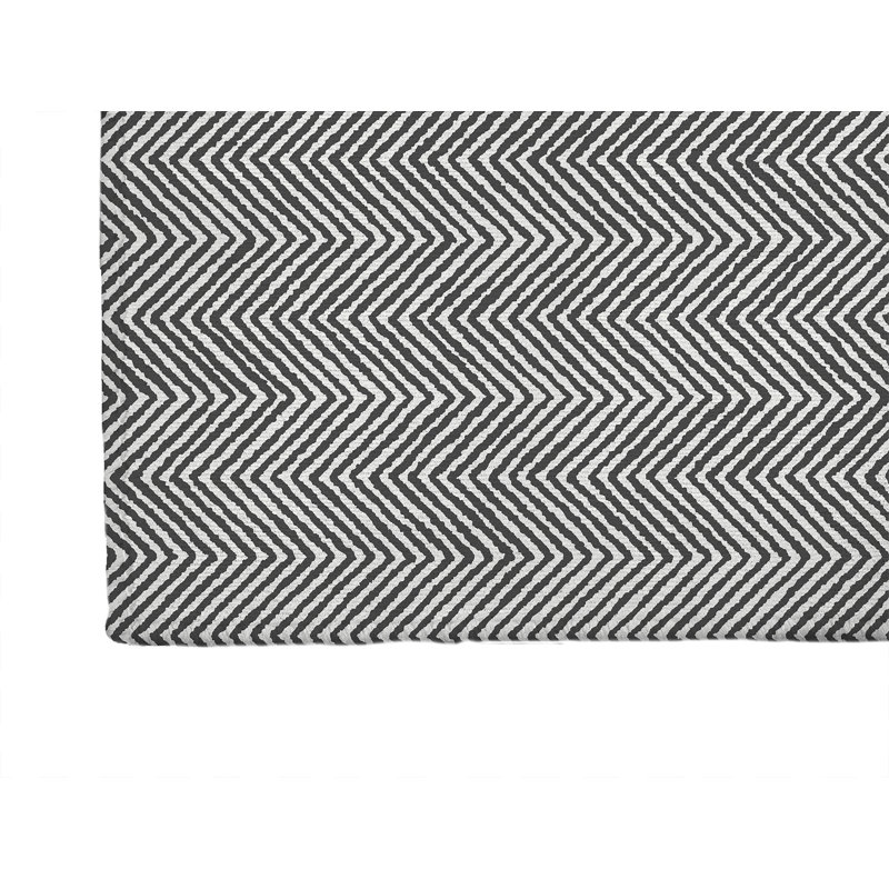 Chevron Groove Kids Play Mat, Rectangle 36" x 60", Ivory/Charcoal