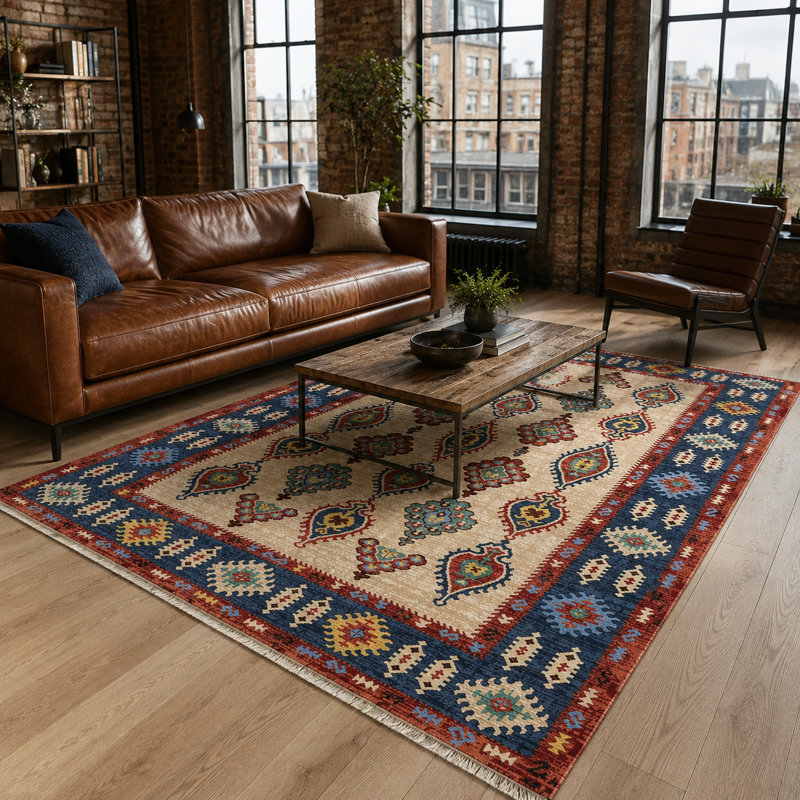 Oriental Cotton and Chenille Flatweave Area Rug, 200 x 300 cm