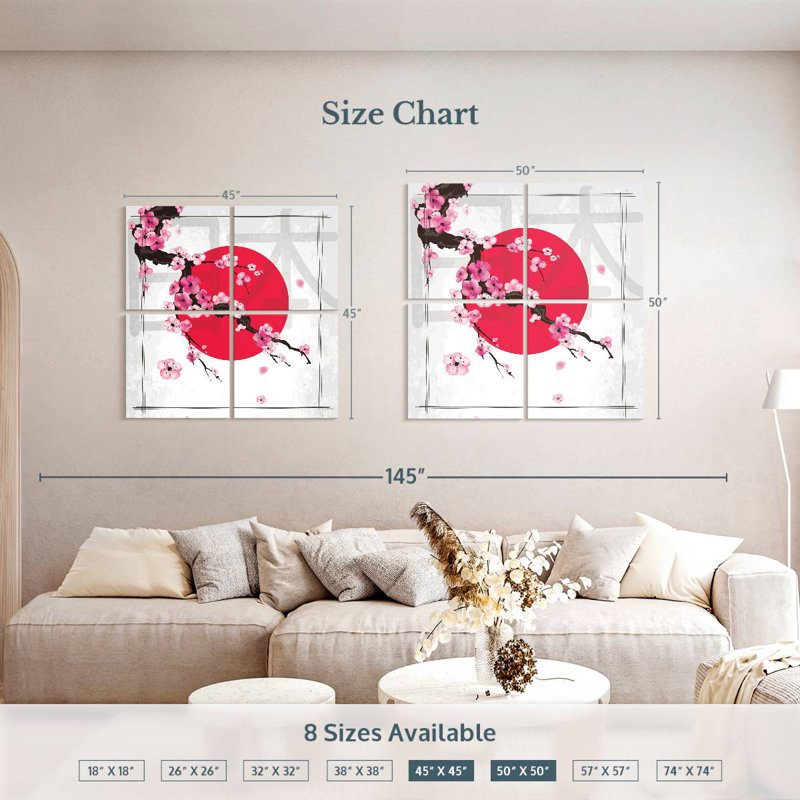 Harnek Japanese Sakura Illustration, 50" H x 50" W
