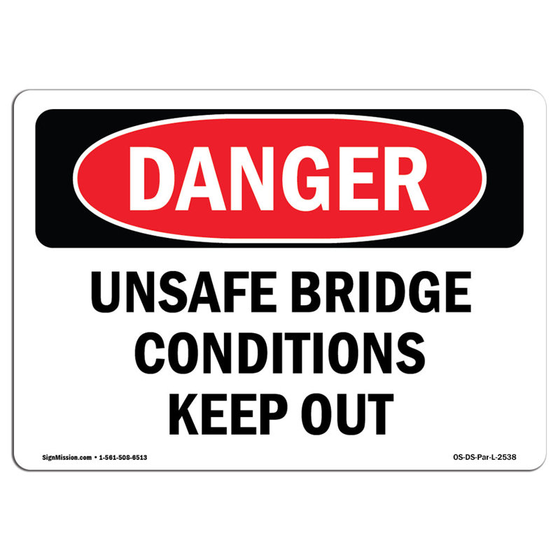 Danger Sign, 12" H x 18" W x 0.1" D