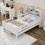 Lit plateforme simple en bois avec tiroirs de rangement, tablettes, port USB et lumière DEL-1072572159
