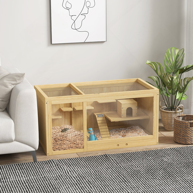 Cage à hamster en bois polyvalente avec plusieurs fonctionnalités de jeu et un entretien facile