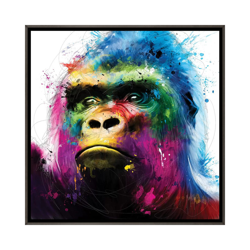 « Gorilla » par Patrice Murciano, impression d’art graphique, Pas de tapis, H 26 po x l 26 po x P 1,5 po