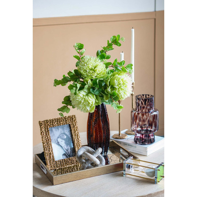 Vase d'appoint en verre transparent avec taches artistiques ambrées
