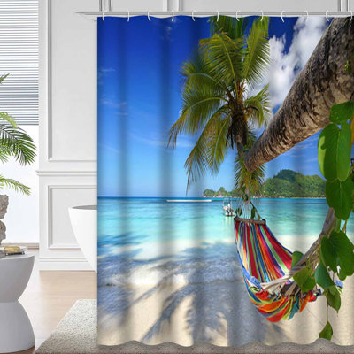 Île romantique, douillet, ombre, palmiers, plage tropicale, paradis de mer, exotique avec 12 crochets