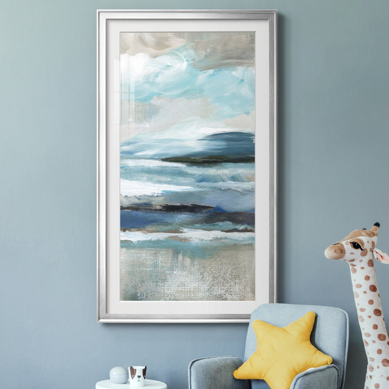 «Distant Drama II», peinture sur toile encadrée, H 22,5 po x l 30,5 po x P 1,5 po, Argent