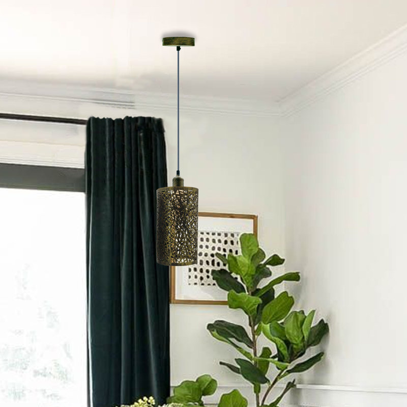 Prestwick 1 - Light Drum Pendant, Brushed Brass, 122" H x 11" W x 11" D