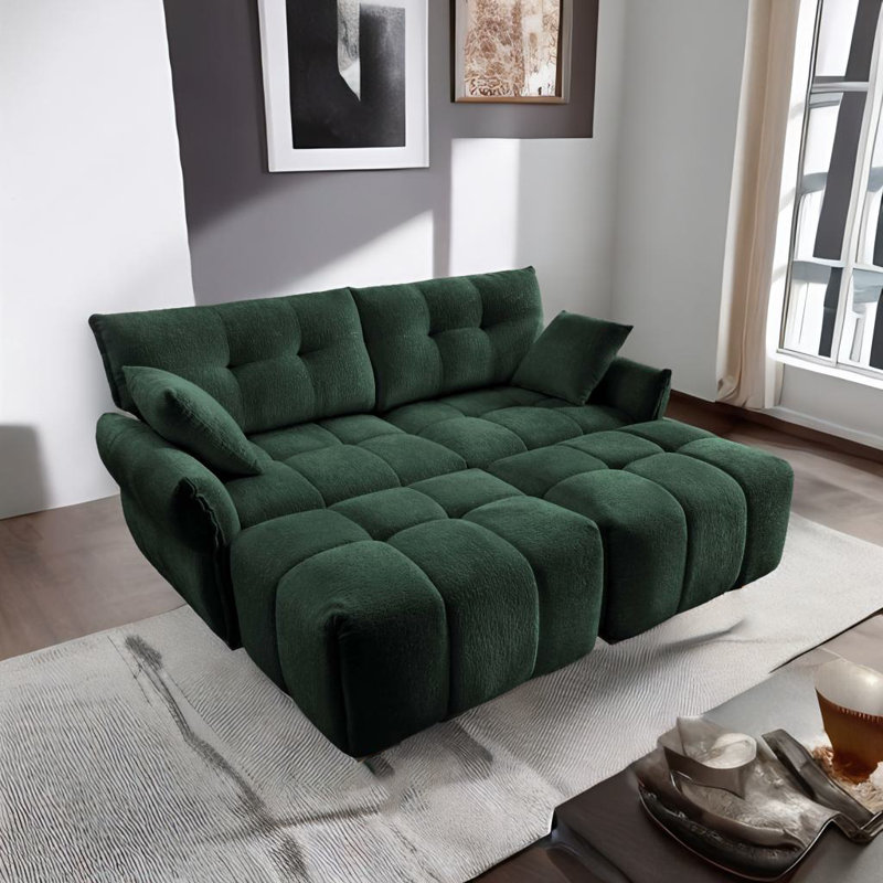 2-seater Sofa Set With 2 Ottomans, Green