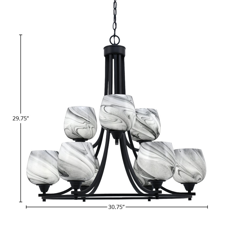 Lustre 9 lumières Paramount, Gris