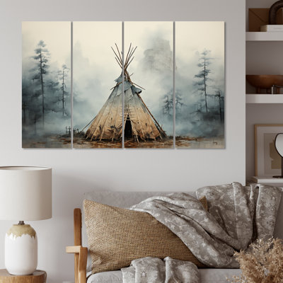 " Gray Native Tipi Whispers Of Spirit " 4 - Pieces