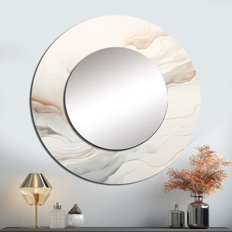 Décoration murale Rivers Miroir Ronde - Miroir rond abstrait en marbre_MTMIR116124, 23 po x 23 po