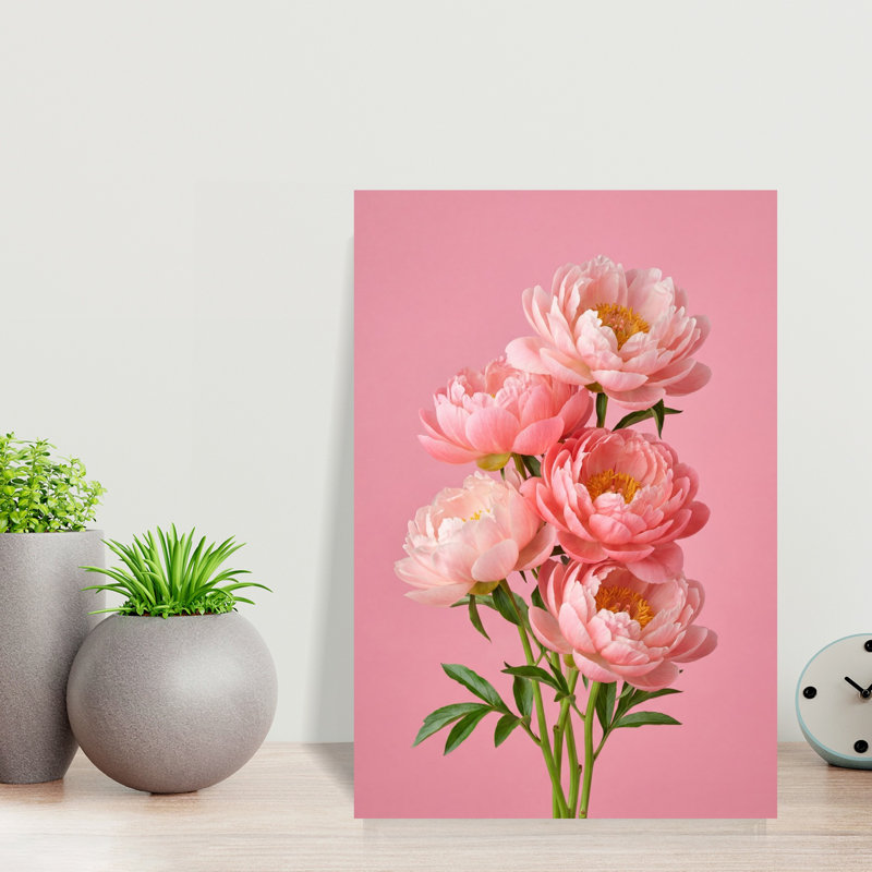 Contemporary Art Contemporary Peony Flower Wall Art, 18" H x 12" W