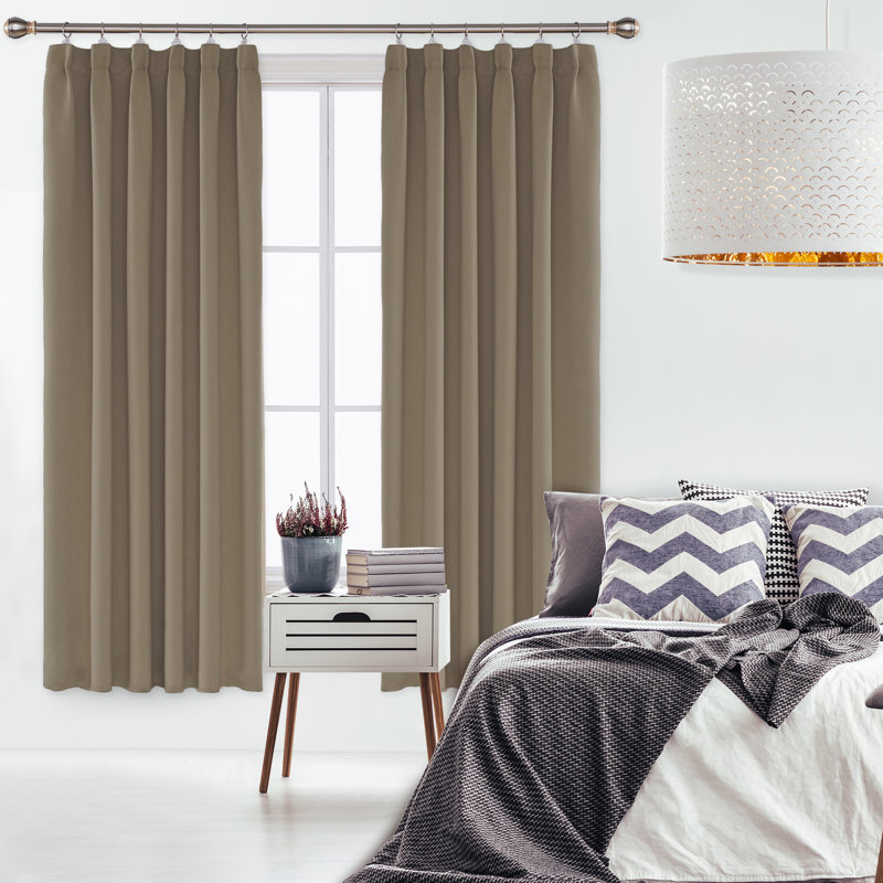 Fari Blackout Curtain Pair, 168cm W x 183cm D, Beige
