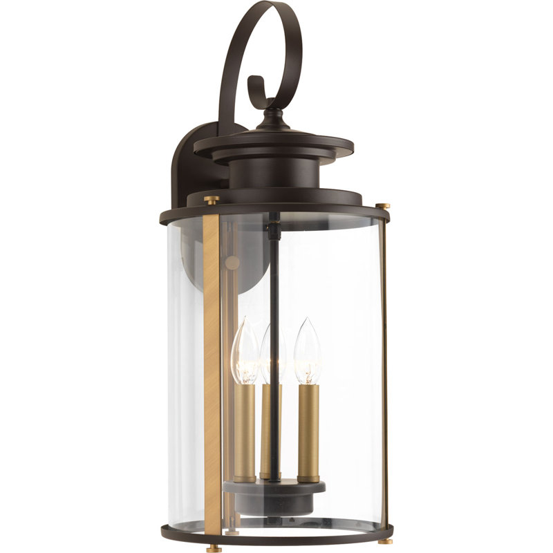 Lanterne murale d'extérieur à 3 ampoules H 22,75 po Elixander, Bronze antique