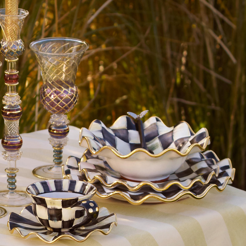 Courtly Check® Ceramic Fluted Bowl, 3" H x 8" W x 8" D