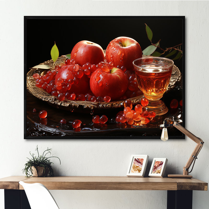 «Judaism Rosh Hashanah Apple Radiance I», reproduction sur toile, Cadre flottant noir, H 24 po x l 32 po x P 1 po