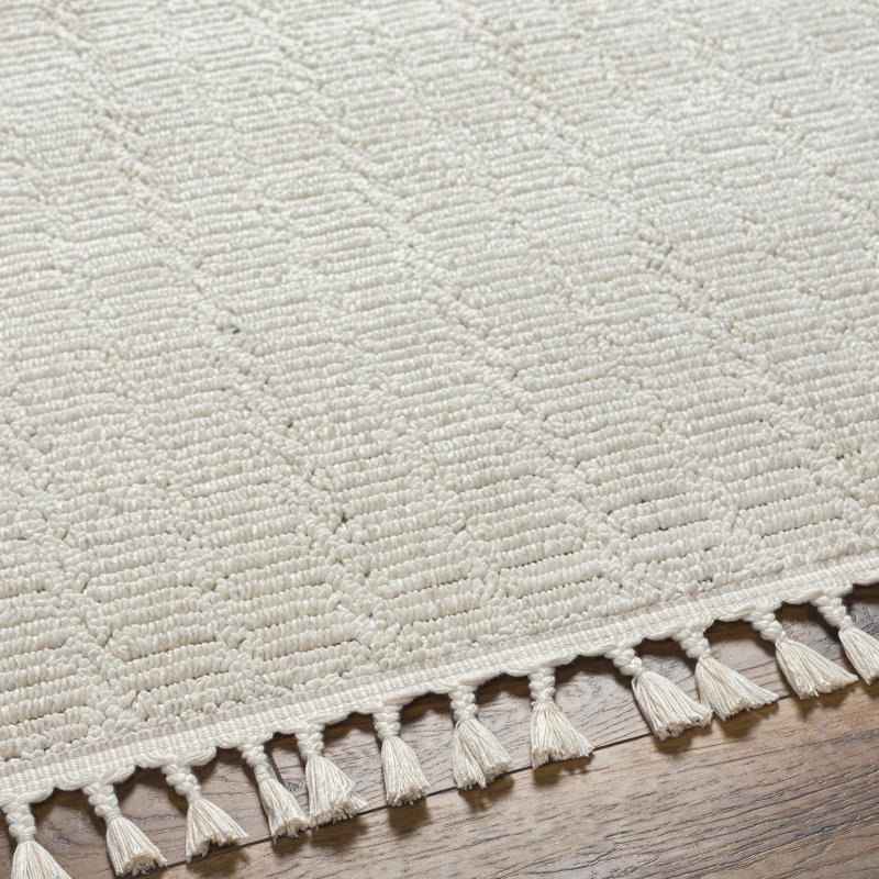 Gaydos Striped Machine Woven Polyester Area Rug in Cream, Rectangle 7'10" x 10'