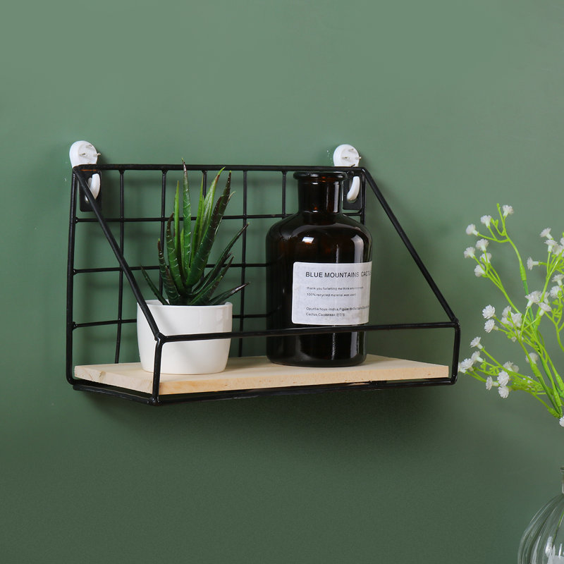 Triangle Bracket Shelf with Live Edge, Black