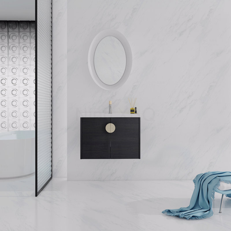 Meuble-lavabo à fermeture en douceur 24 po avec lavabo, pour petite salle de bain (emballage Kd), 24", Noir