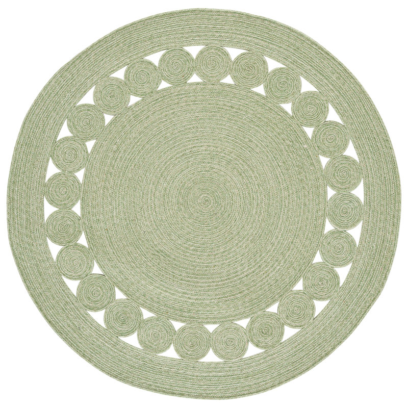 Tapis d'intérieur tressé à la main sans motif, Rond 5 pi 0 po x 5 pi 0 po