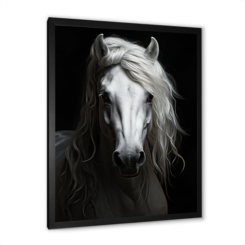Gris gris majestueux - impressions encadrées de chevaux, H 40 po x l 30 po x P 1,5 po, Cadre simple noir