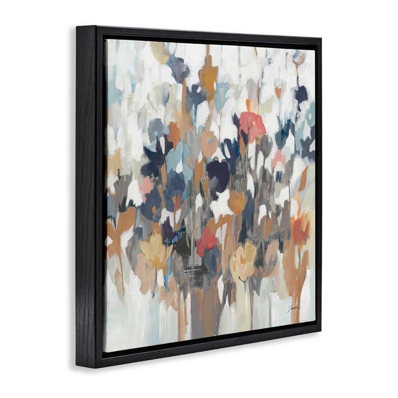 Arrangement floral moderne, H 18 po x l 18 po, Cadre flottant noir de jais