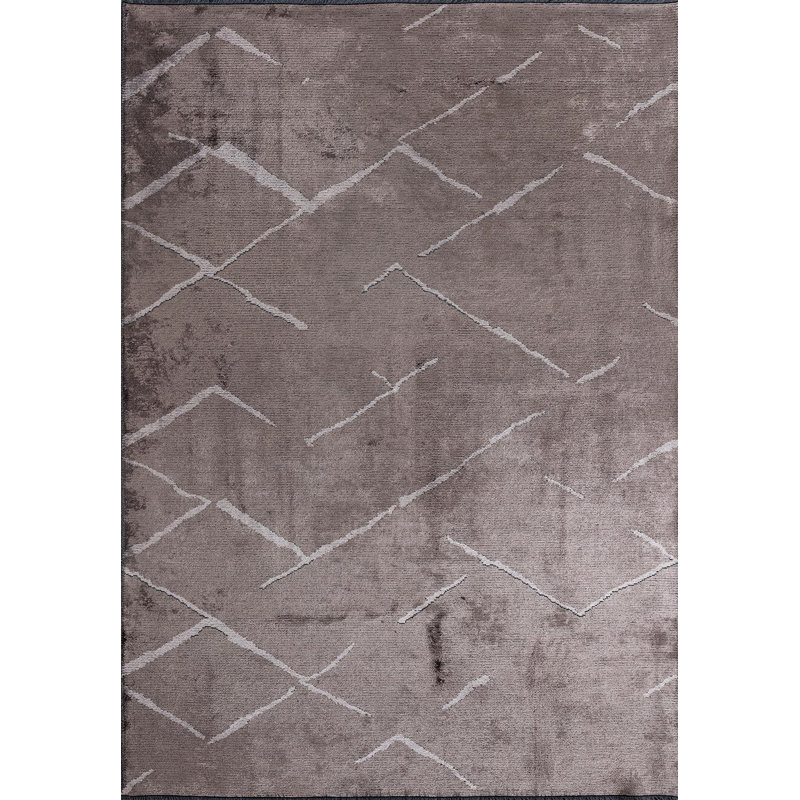 Rapture Abstract Area Rug in Gray, Rectangle 6'7" x 9'10"