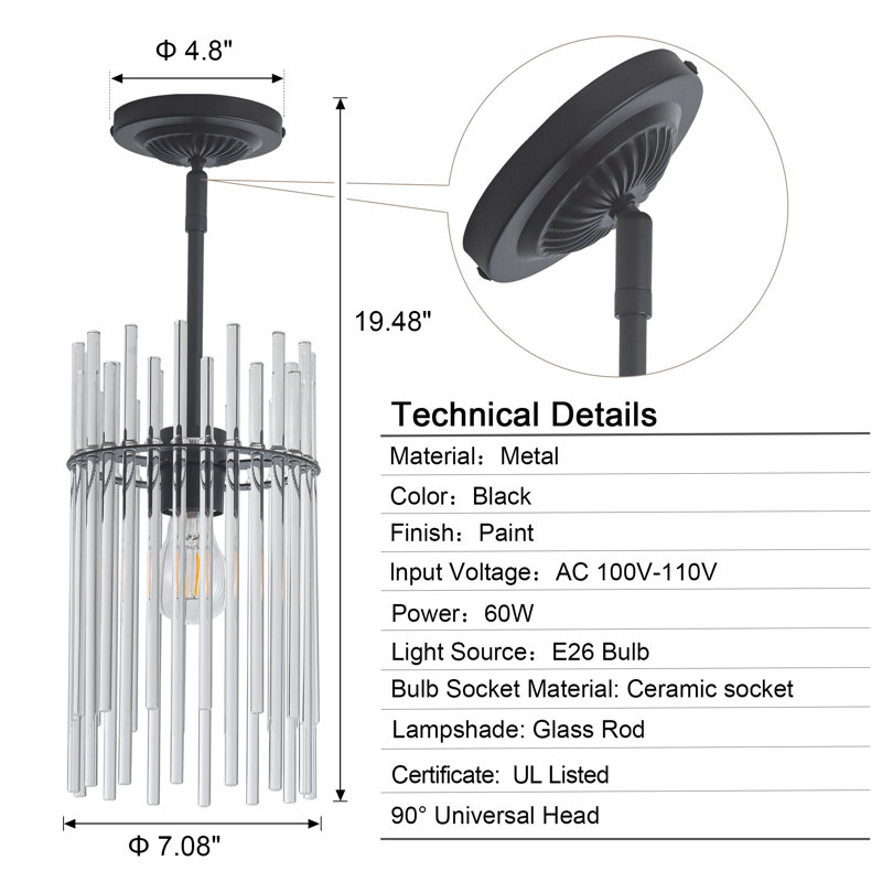 Braian Glass Semi Flush Mount