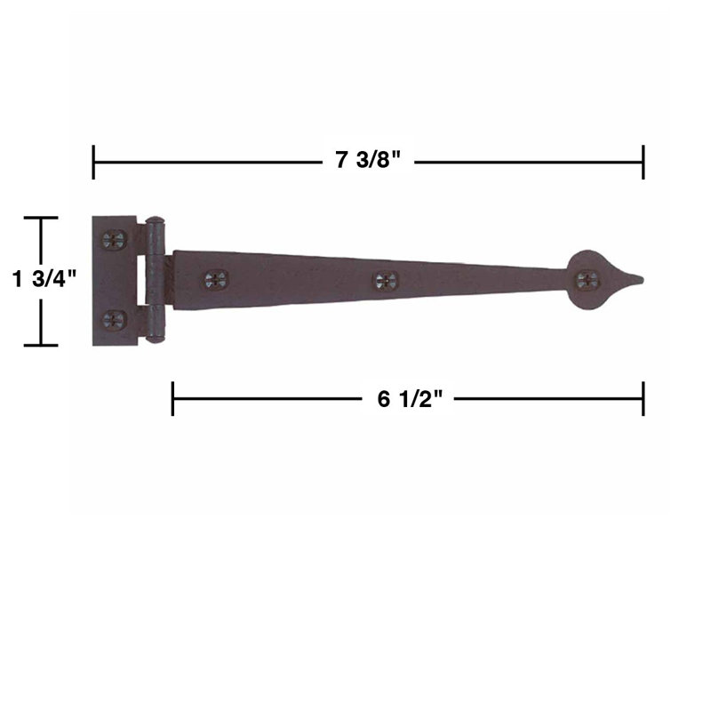 Black Wrought Iron Spear Tip Strap Cabinet Hinges