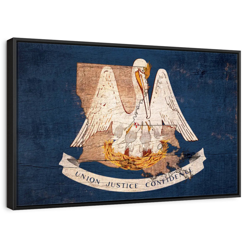 Pélican de Louisiane, 19 po x 13 po, Cadre flottant noir
