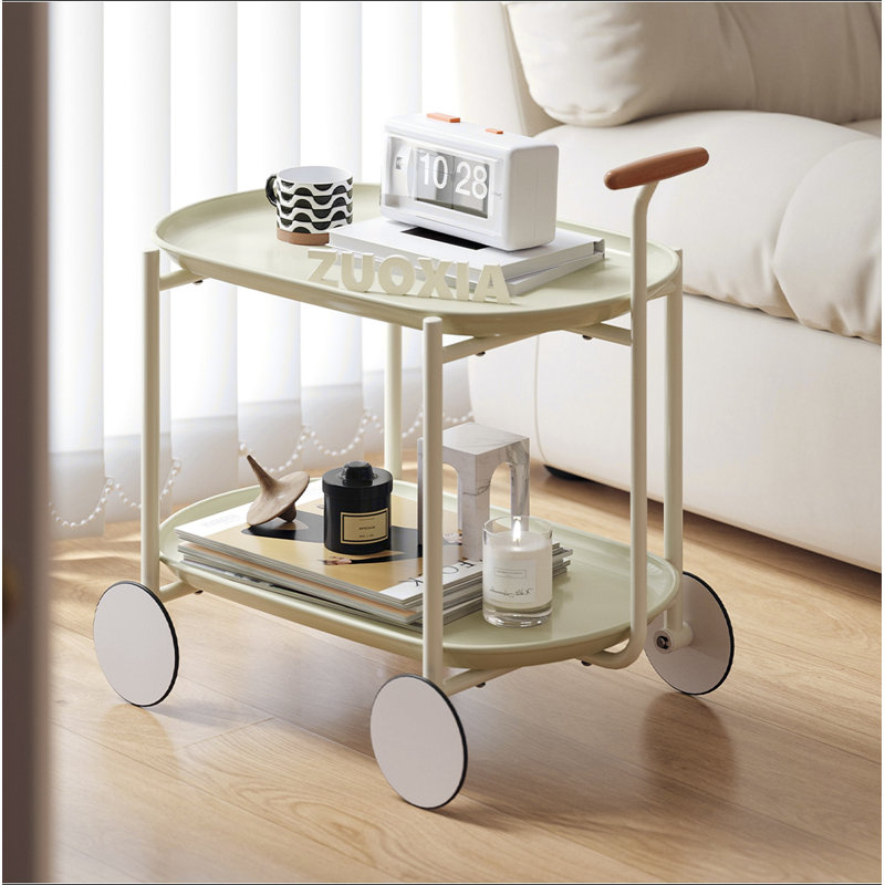 Moon storage cart  Nordic Internet celebrity mobile trolley kitchen simple double storage shelf living room sofa storage shelf