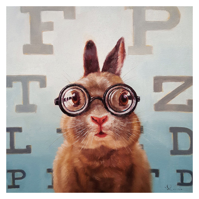«Four Eyes», art sur toile, H 18 po x l 18 po x P 1,5 po, Toile avec cadre noir, Pas de tapis