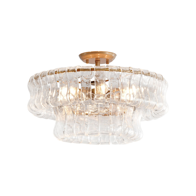 Plafonnier encastré rond 2 lumières 18 po à 2 lumières en laiton brossé Jamie