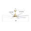Ventilateur de plafond intelligent de 66 pouces avec lumière DEL à intensité variable, télécommande et moteur à courant continu réversible - conception en métal doré pour le salon et le bureau