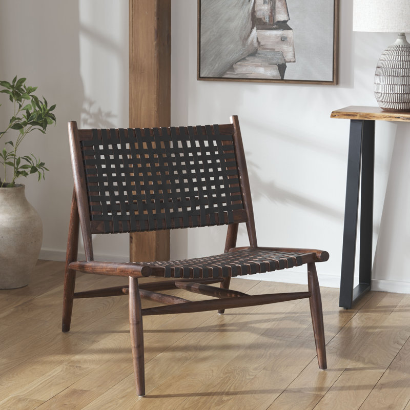 Chaise d'appoint en cuir Laylon, Brun, Cuir véritable brun