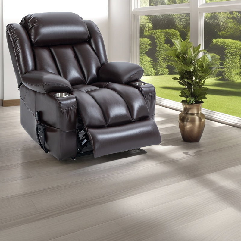 Fauteuil inclinable Power Lift avec massage et chaleur - Inclinaison à 180 ° - Deux porte-gobelets - Assemblage facile, Noir