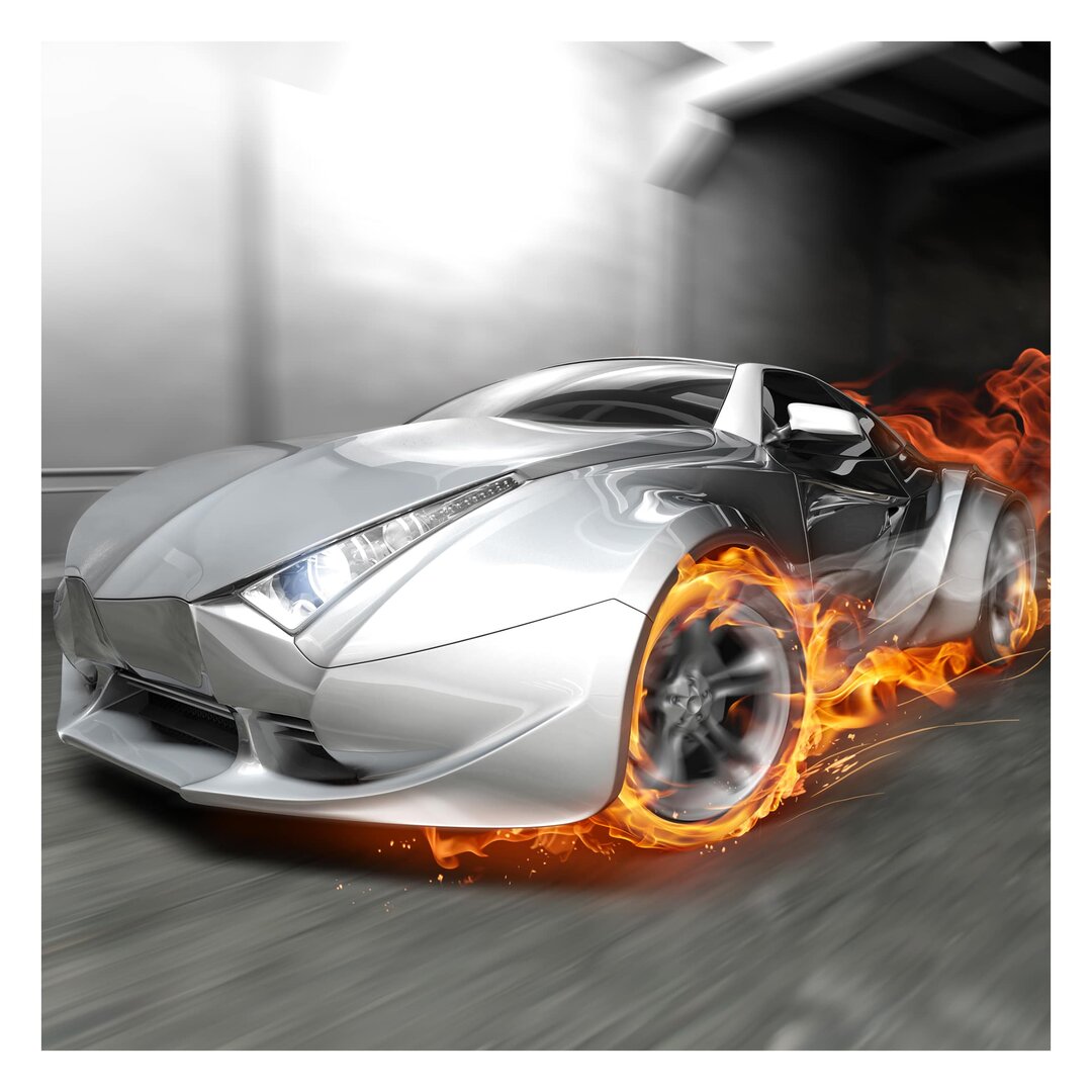 Strukturierte Tapete Supercar in Flames 1,92 m x 192 cm