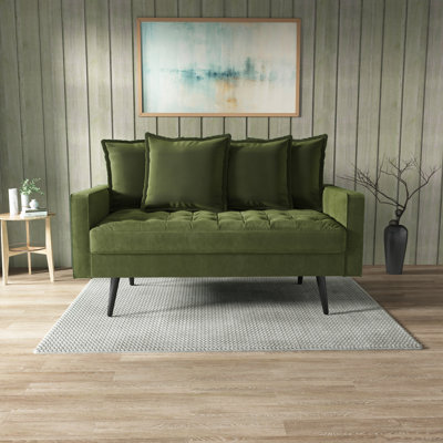Urbano 58" Velvet Square Arm Pillow Back Sofa Loveseat