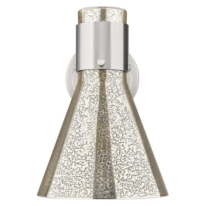 Downtown Urban - Woodham - 1 Light 8" Wall-mounted Sconce -Light Smoke Shade, Mercury, Satin Nickel