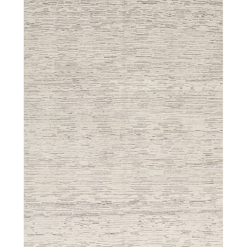 Moroccan Hand Knotted Wool Natural/Charcoal Rug