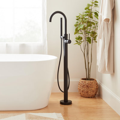 Lexia Floor Mounted Tub Filler Faucet and Valve with Stops