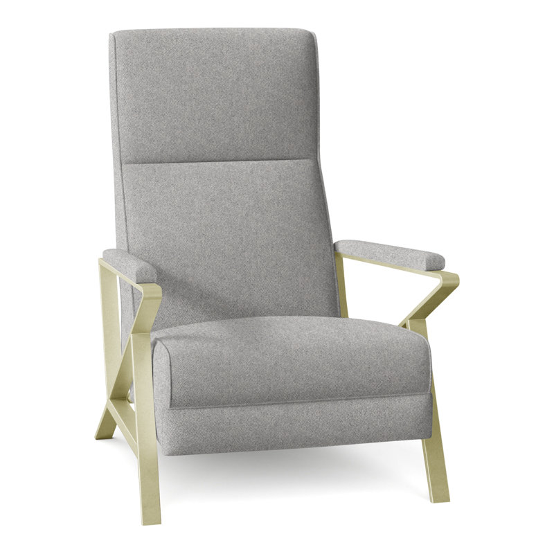 Infinity 28.25" Wide Manual Standard Recliner, Brushed Brass, Perigold Aspen Flannel Light Gray