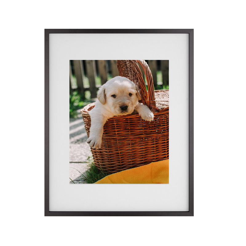 Metal Rectangular Picture Frame with Mat, Gray