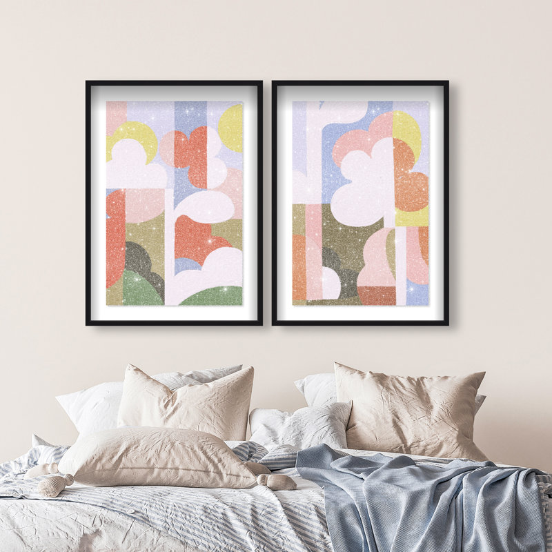 Cloudy Pop Set Set by Oliver Gal, 31.5"H x 46.5"W, Black Shadowbox