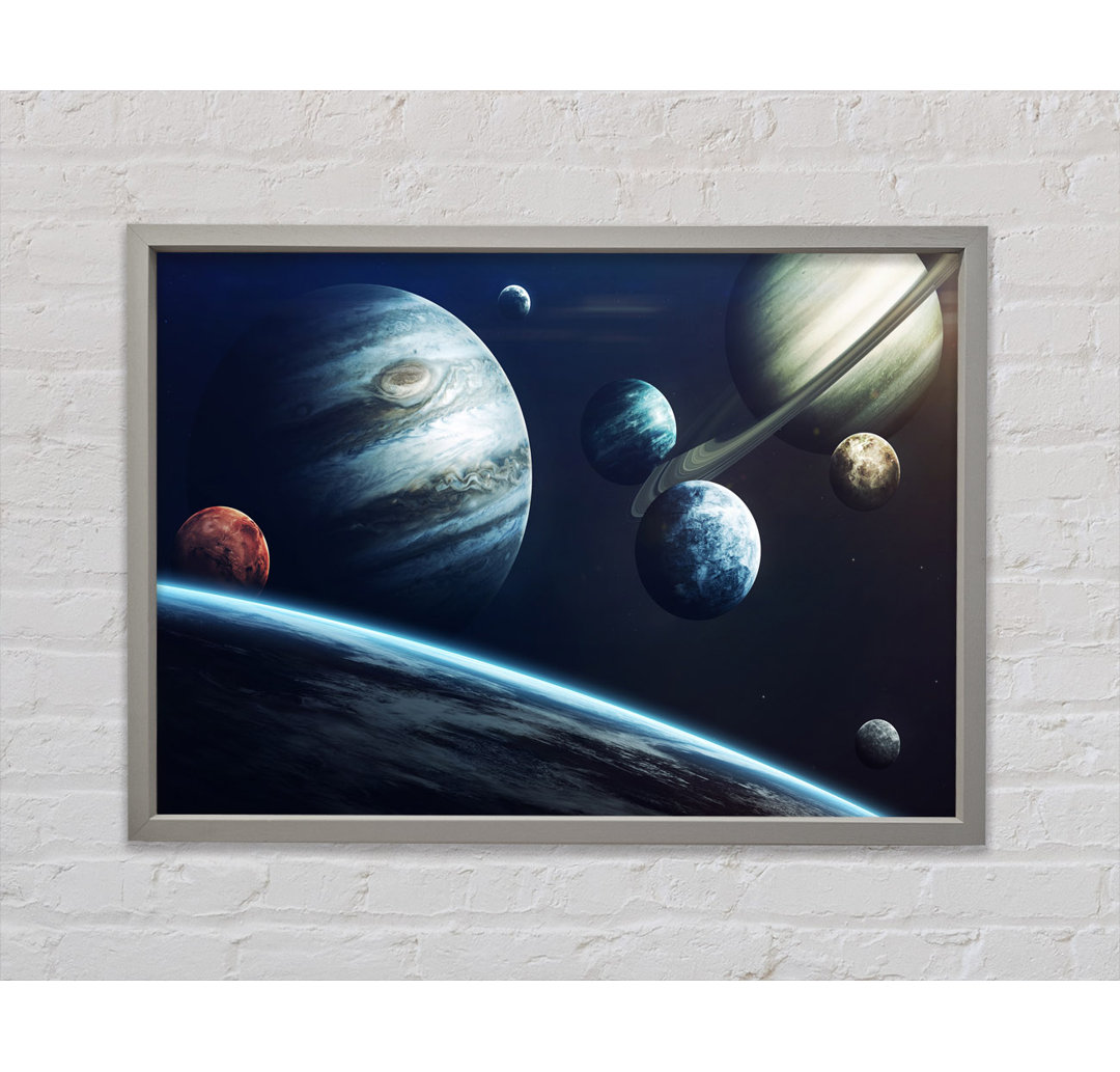 Out In Space Planets - Single Picture Frame Kunstdrucke auf Leinwand