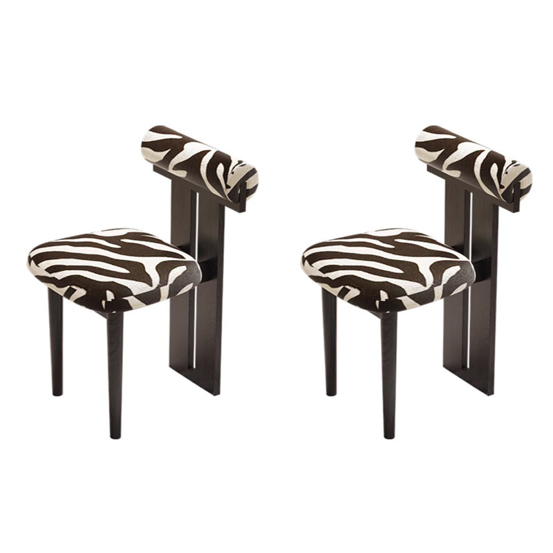 Chaise de salle à manger décontractée à motifs noir et blanc