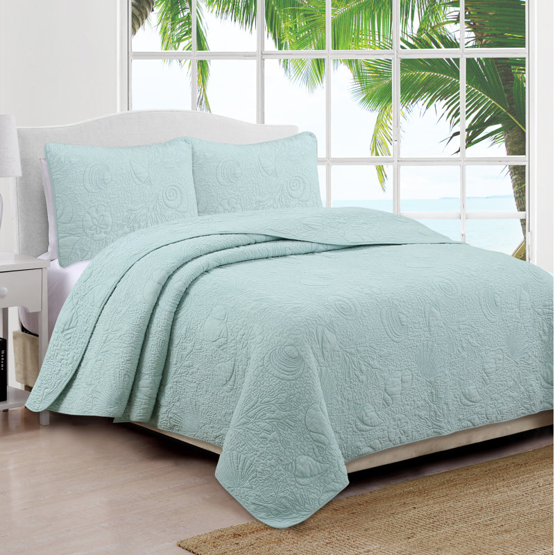 Estate Seaside Quilt Set, Twin Quilt + 1 Sham, Blue