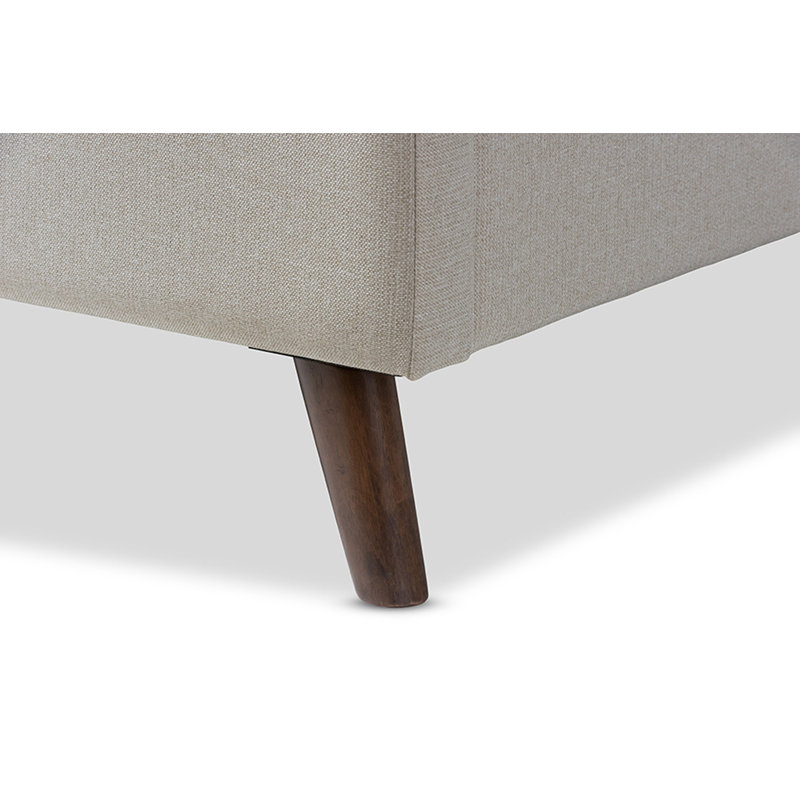 Lit plateforme en tissu d’ameublement Borden, Grand, Beige clair