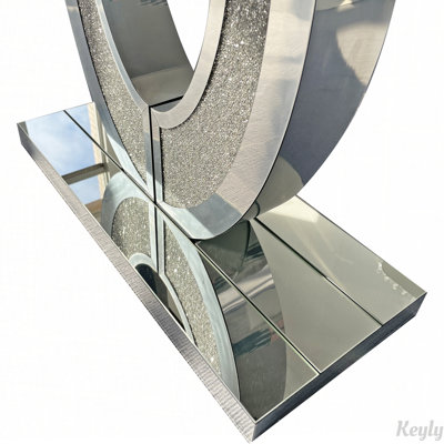 Console à miroir avec détails en diamant concassé
