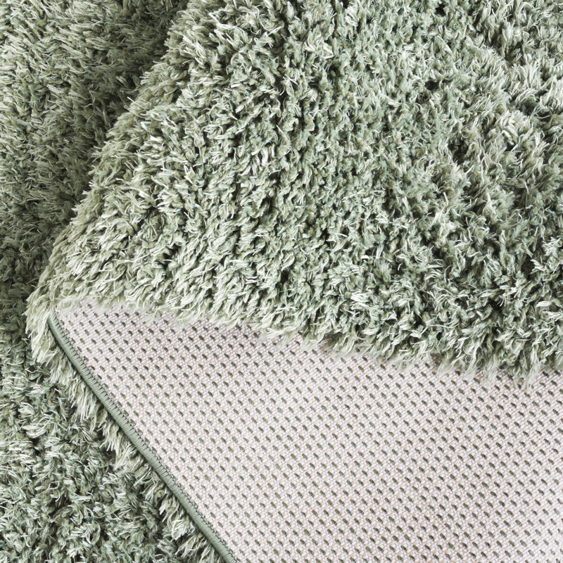 Tapis de couleur unie à poils longs Lindsay, Green, Rectangle 5 pi 3 po x 7 pi 6 po